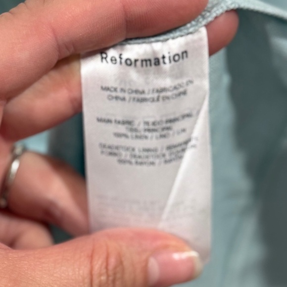 NWT Reformation Phillipa Linen Mini Dress Sz 12 Aquamarine Coastal Beach Vacatio - Picture 7 of 12